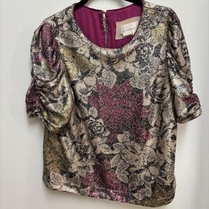 by ANTHROPOLOGIE | Sequin Short Sleeve Top, Size US Women's 10
